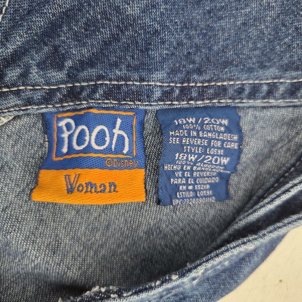 Vintage Disney Pooh Bear Eeyore Denim Overalls Womens 18/20W Embroidered - Picture 7 of 11